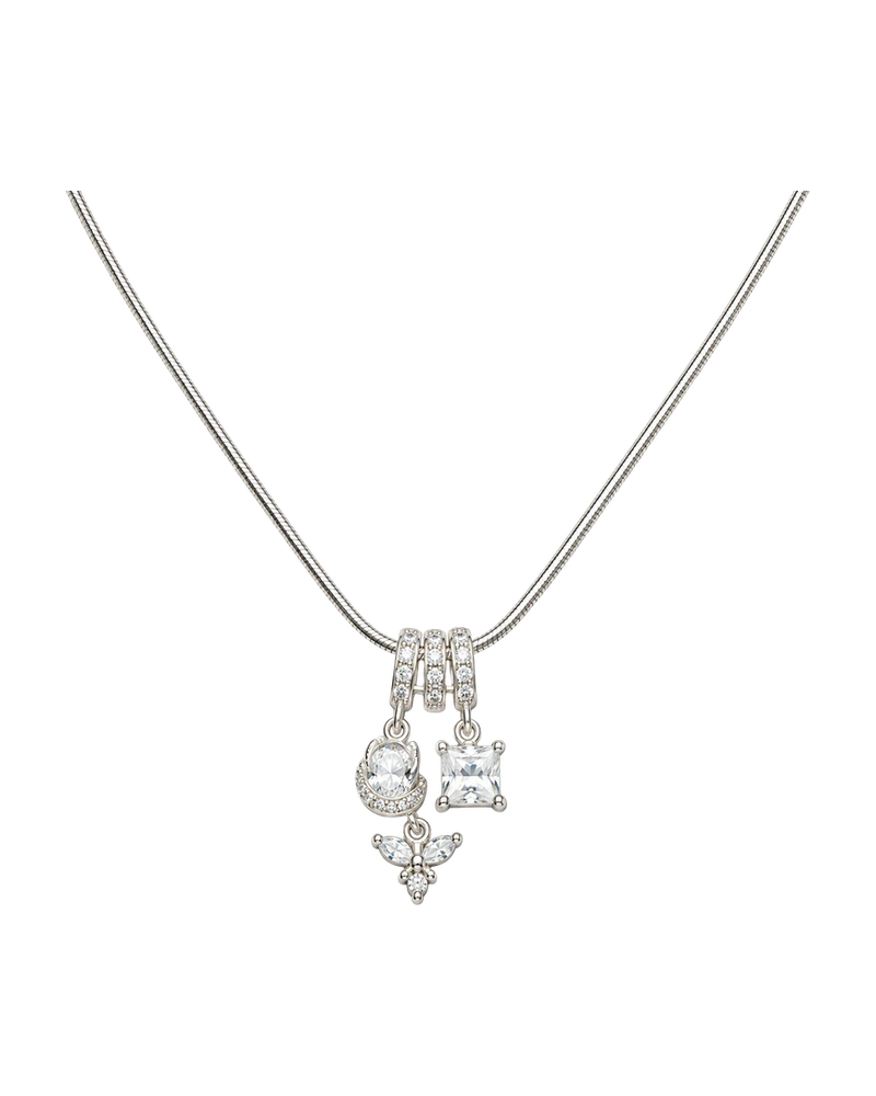 Çiçek Taş Charmlı Silver