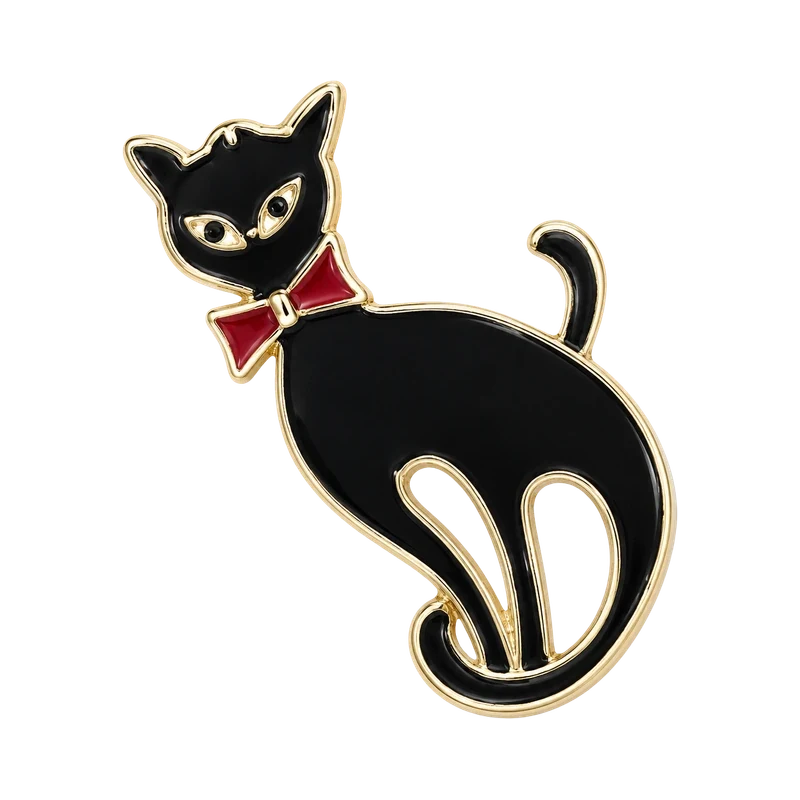Fiyonklu Siyah Kedi Broş – Parla by Neşe