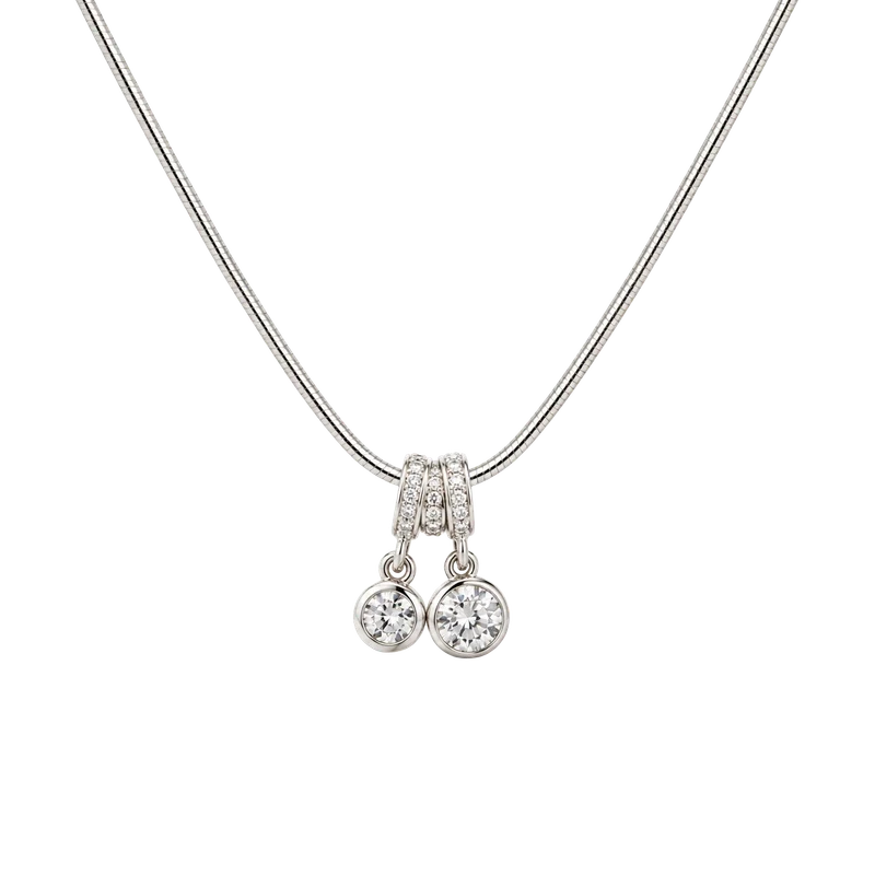 Silver Çift Taşlı Charm Kolye – Parla by Neşe